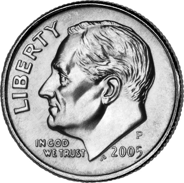 1996-W Roosevelt Dime — obverse
